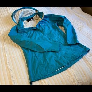 Teal Blue Marmot Hooded Rain Jacket